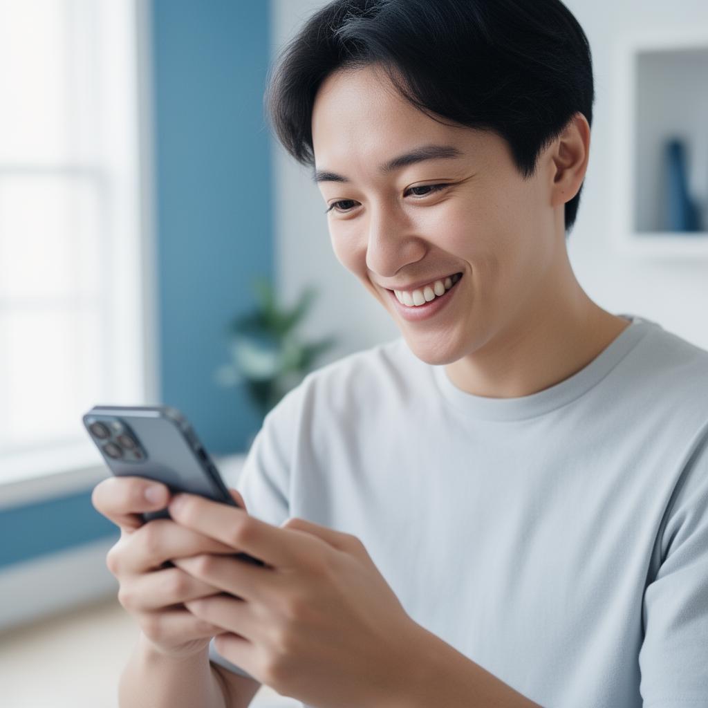 Persona completando la encuesta en su teléfono